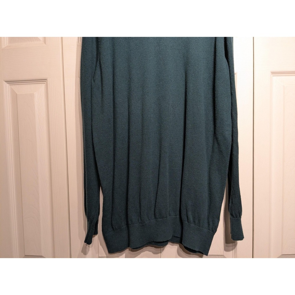 L.L.Bean Sweater Mens XL Tall Teal Green V Neck Cotton Cashmere Blend Pullover - Picture 3 of 14